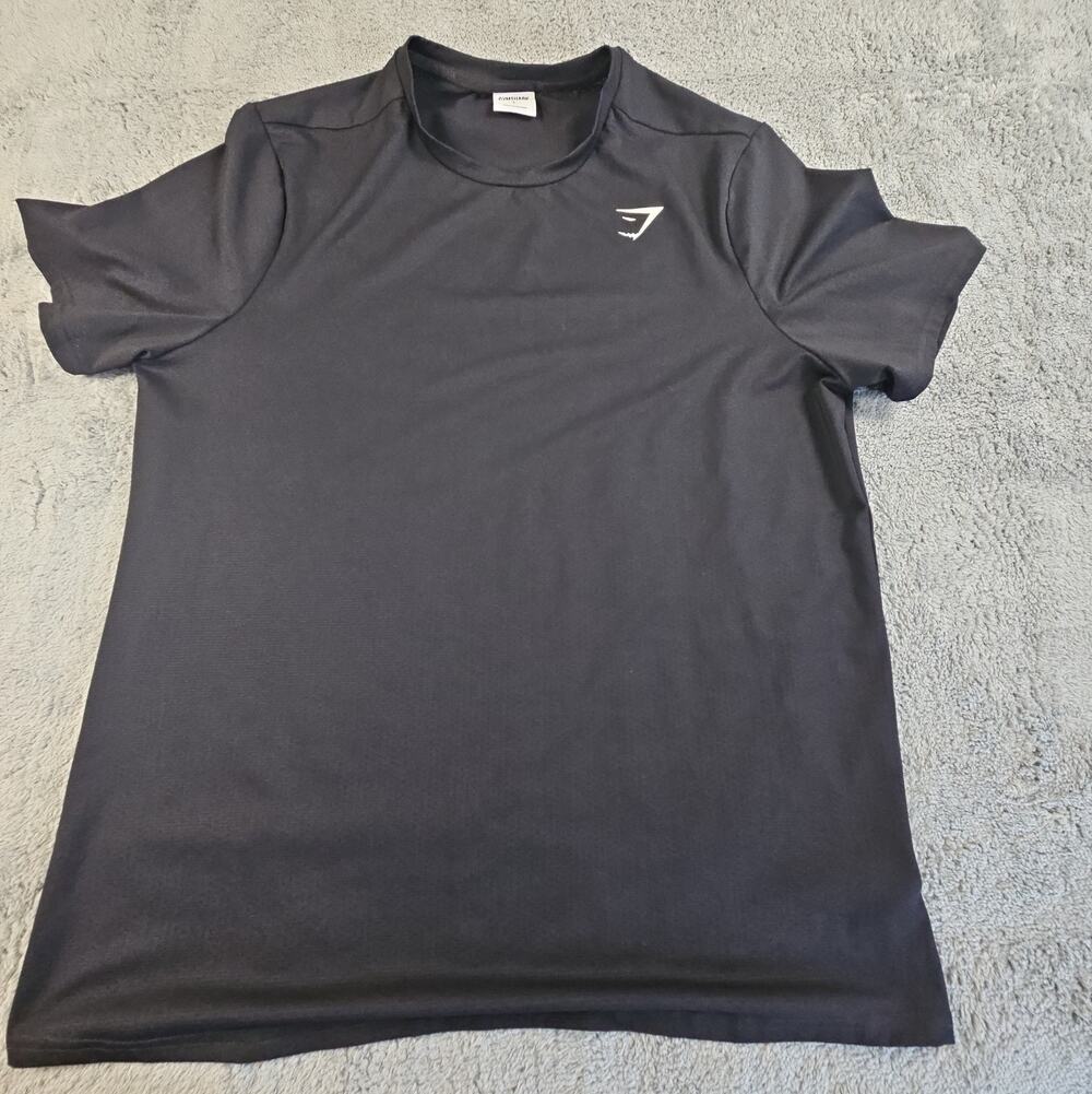 Mens Large Black Athletic Performance Short Sleeve Workout T Shirt by Gymshark